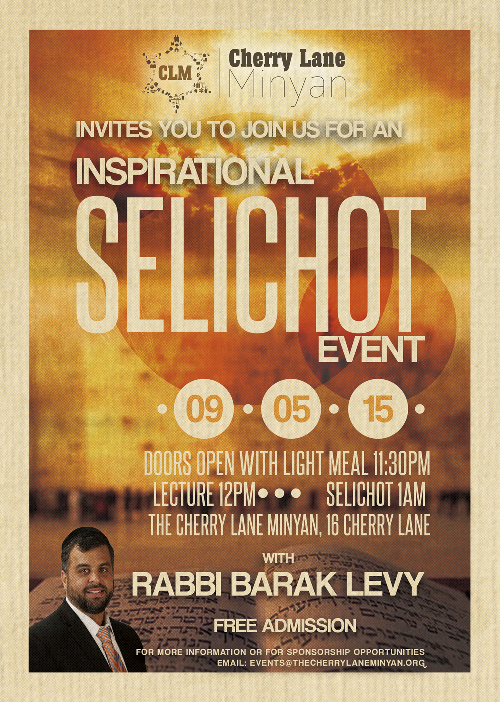 Inspirational Selichot event with Barak Levy